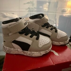Puma Kids' Gray, White and Black High-Top Sneakers